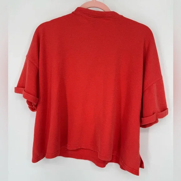 Universal Thread Red Half Button-Down Women's Knit Shirt - Picture 2 of 6